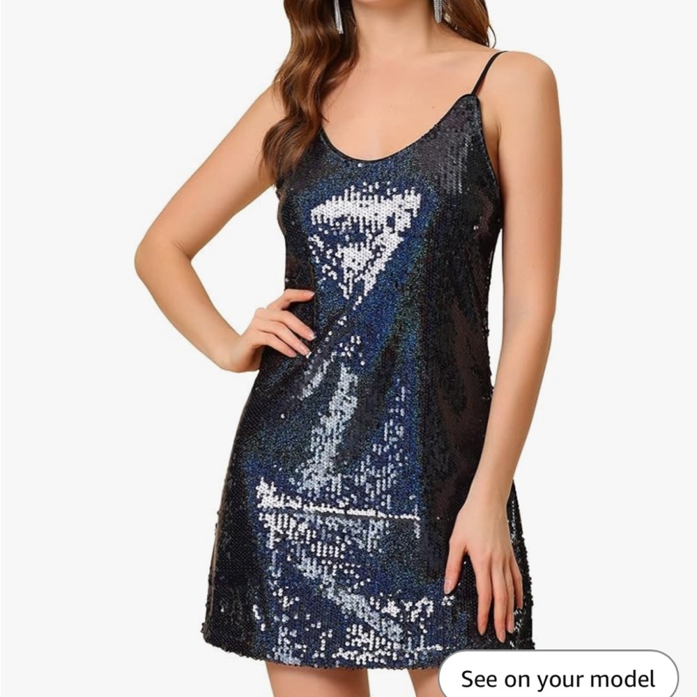 Allegra K Black Sequin Dress